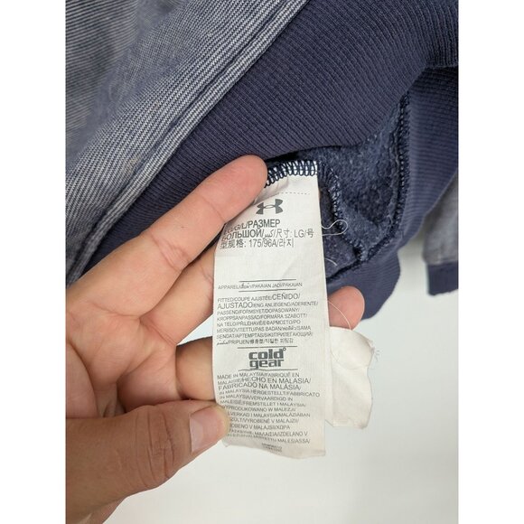 Under Armour ColdGear Hoodie Men Size L Fitted Pullover Athletic Distress Grunge - Picture 12 of 14